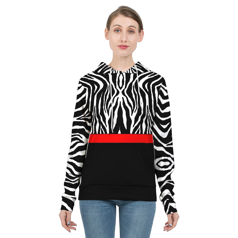 Zebra Red Stripe Women's Hoodie