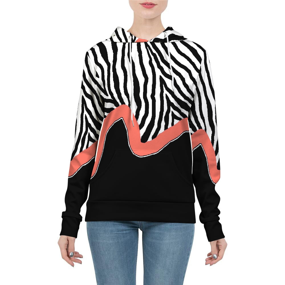 Zebra Coral Stripe Women's Hoodie