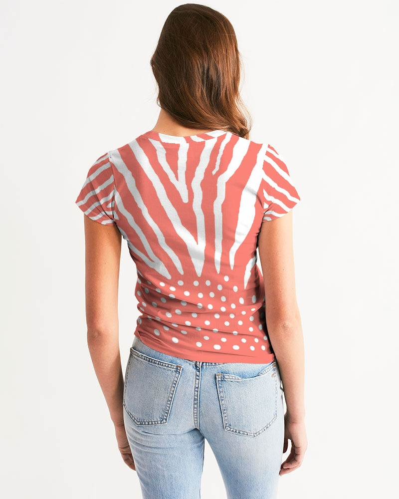 Zebra Living Coral white Women's Tee
