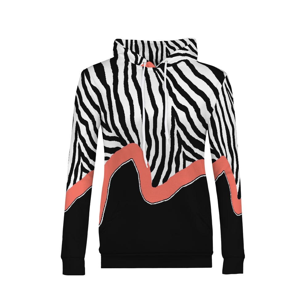 Zebra Coral Stripe Women's Hoodie