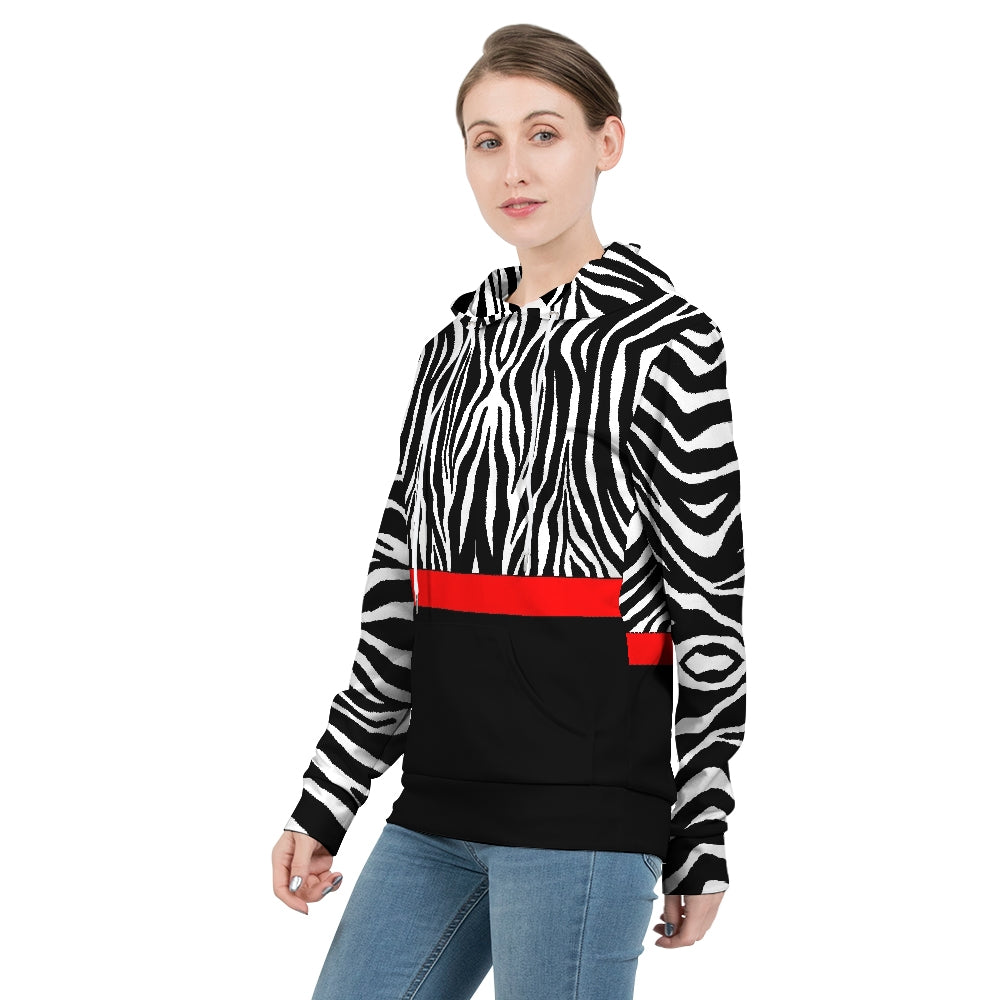 Zebra Red Stripe Women's Hoodie