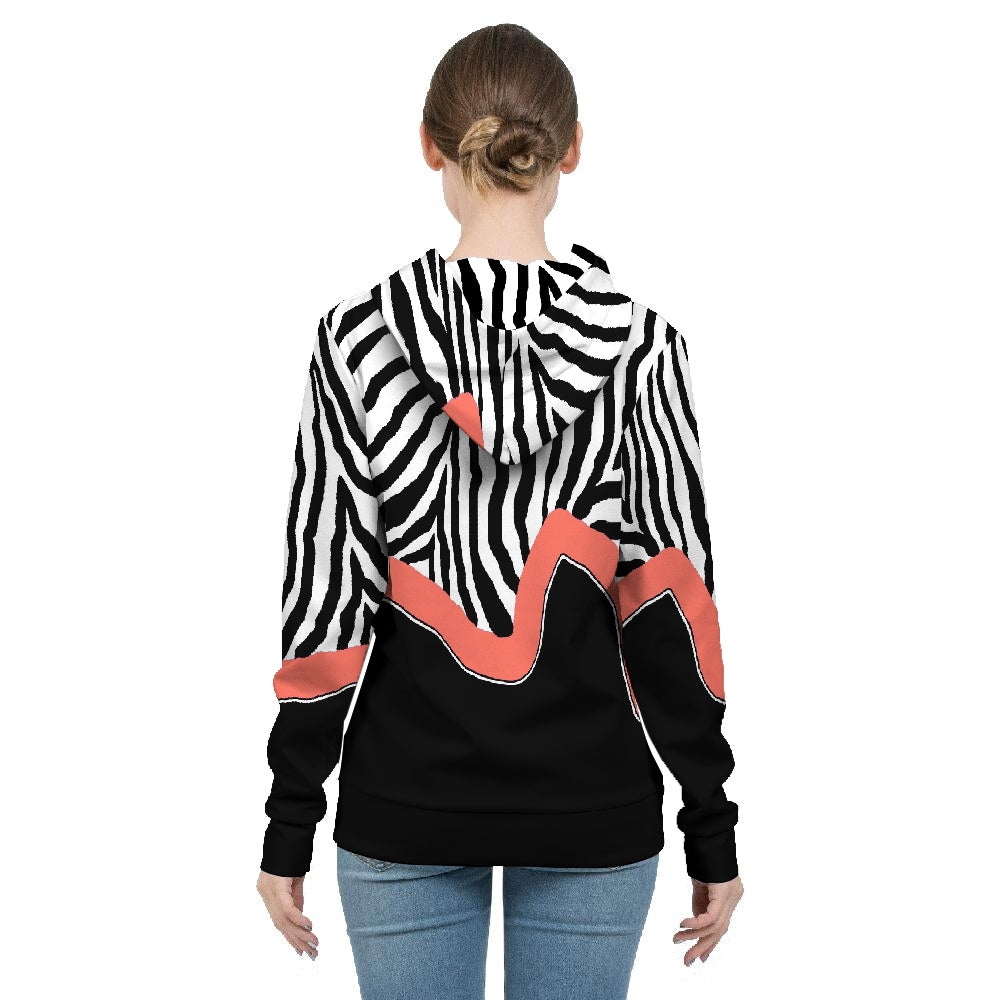 Zebra Coral Stripe Women's Hoodie