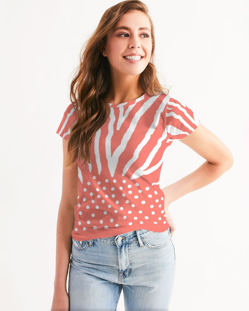 Zebra Living Coral white Women's Tee