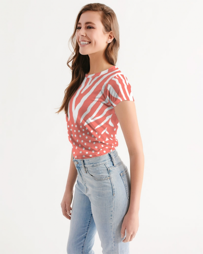 Zebra Living Coral white Women's Tee