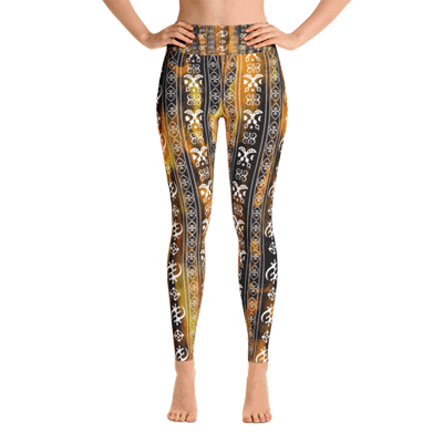 Afro-Lines-chocolate-yoga-leggings-front