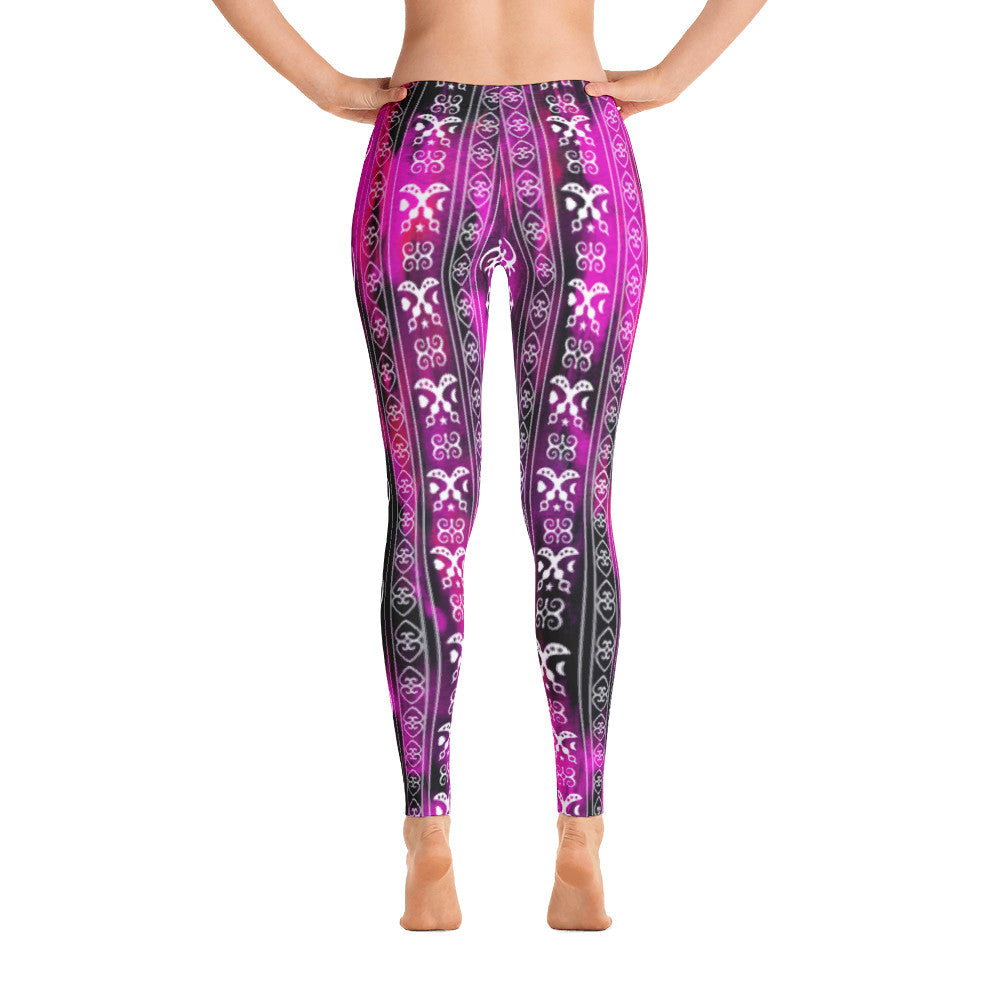 Afro-lines-fuchsia-leggings-back