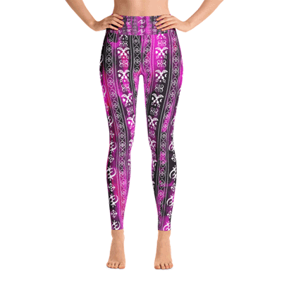 Afro-lines-fuchsia-yoga-leggings-front