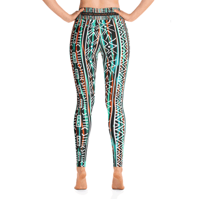 Afro-lines-teal-yoga-leggings-back