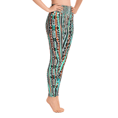 Afro-lines-teal-yoga-leggings-side
