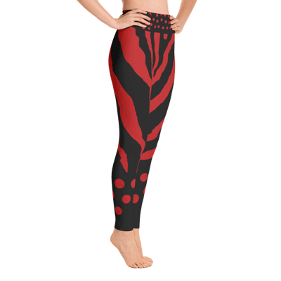 Zebra-Black-Red-yoga-leggings-side