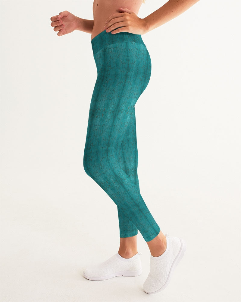 Kente Turquoise deep solid Women's Yoga Pants