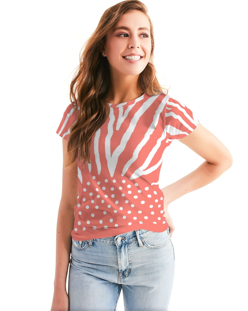 Zebra Living Coral white Women's Tee