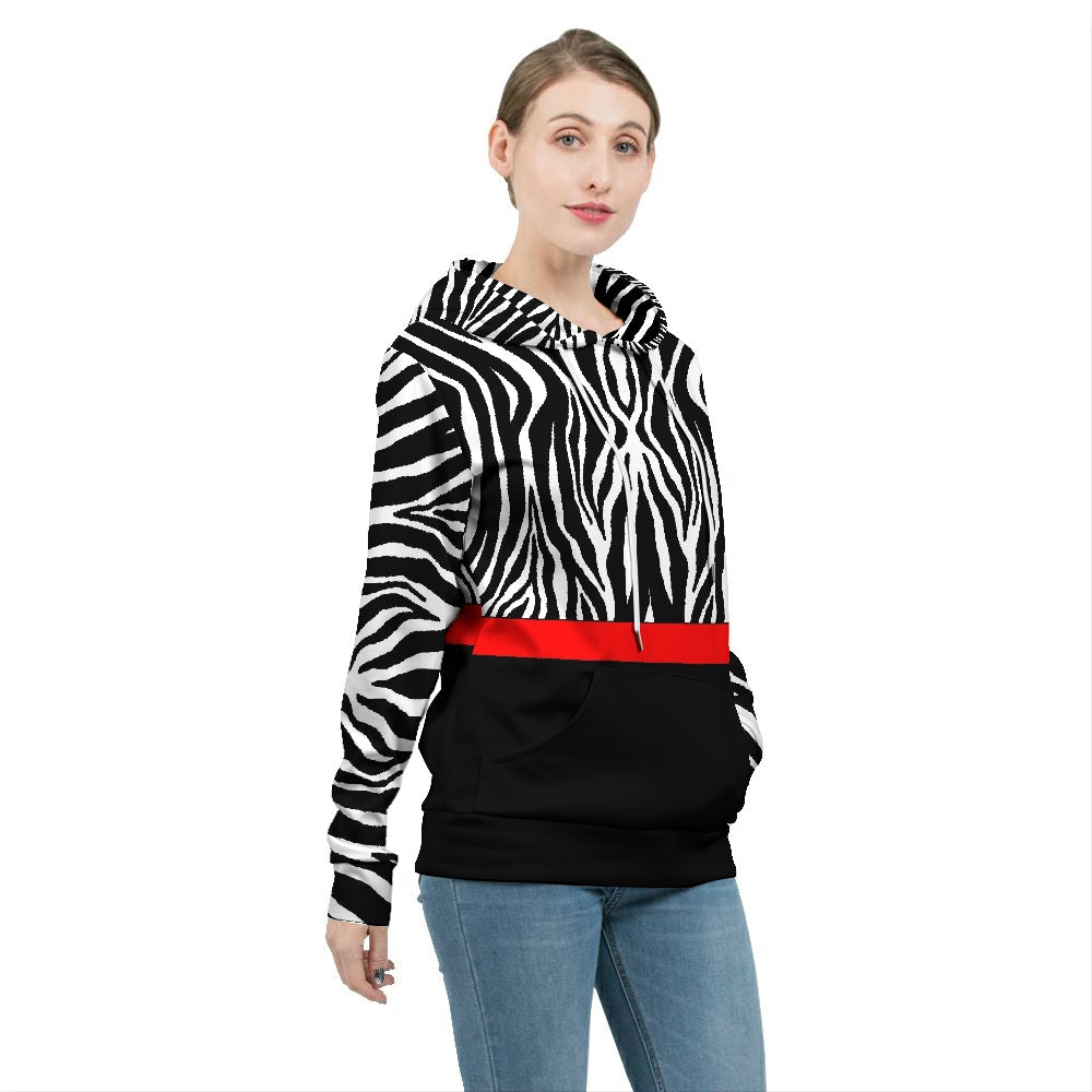 Zebra Red Stripe Women's Hoodie