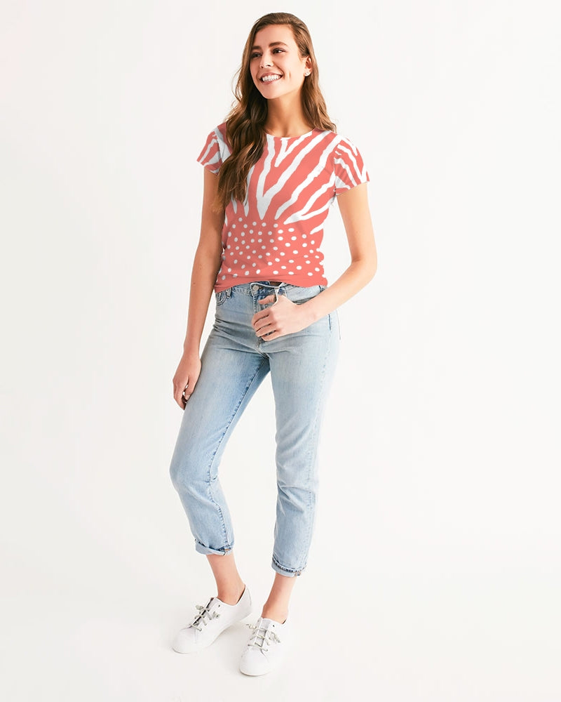 Zebra Living Coral white Women's Tee