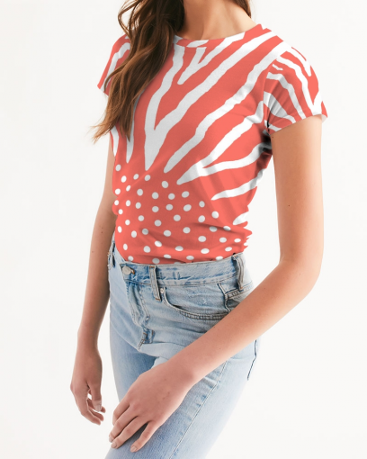 Zebra Living Coral white Women's Tee