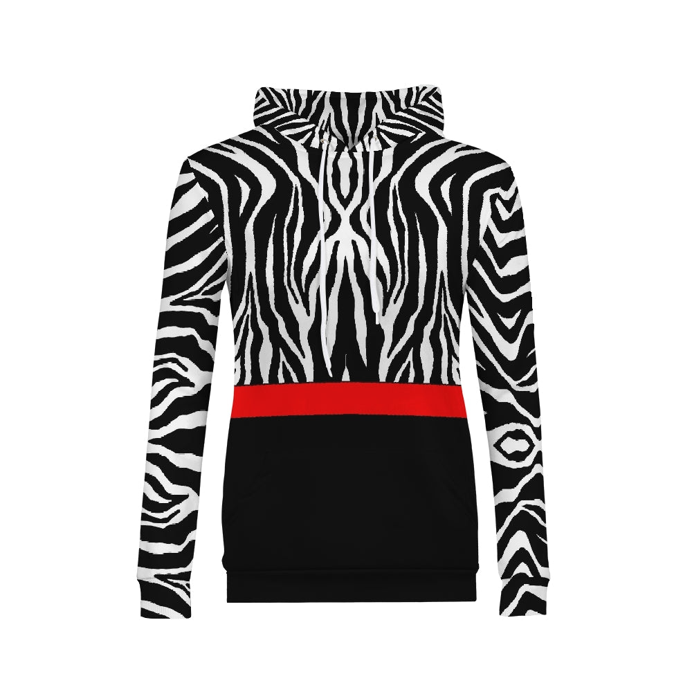 Zebra Red Stripe Women's Hoodie