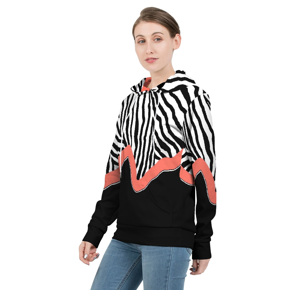 Zebra Coral Stripe Women's Hoodie