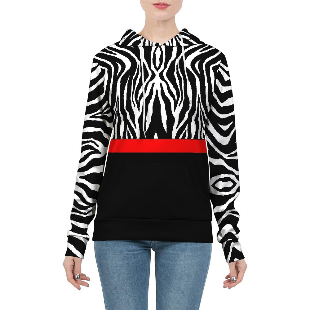 Zebra Red Stripe Women's Hoodie