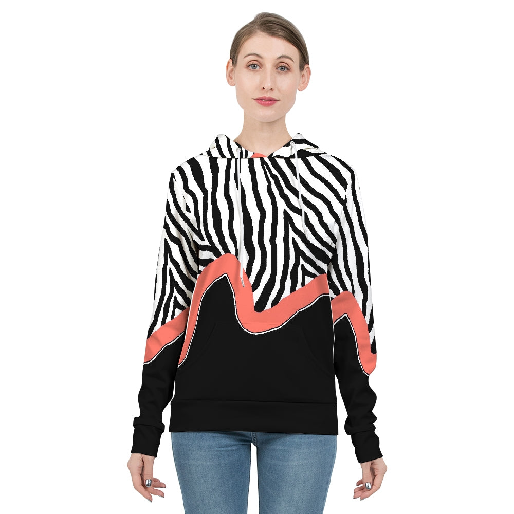 Zebra Coral Stripe Women's Hoodie