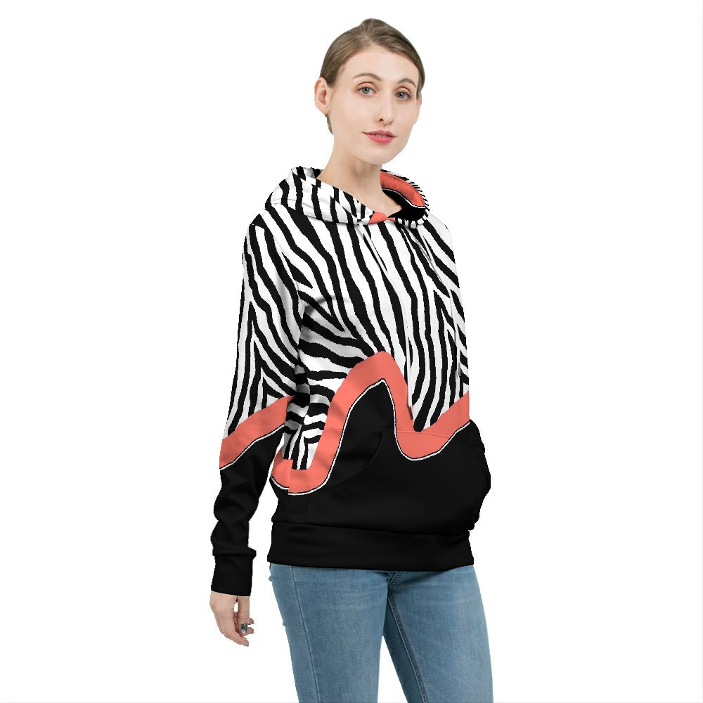 Zebra Coral Stripe Women's Hoodie