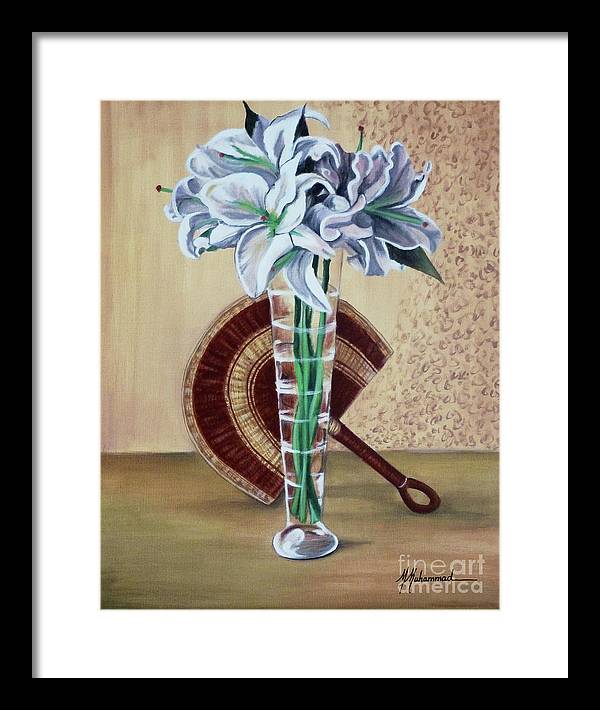 Lilies and Fan - Framed Print
