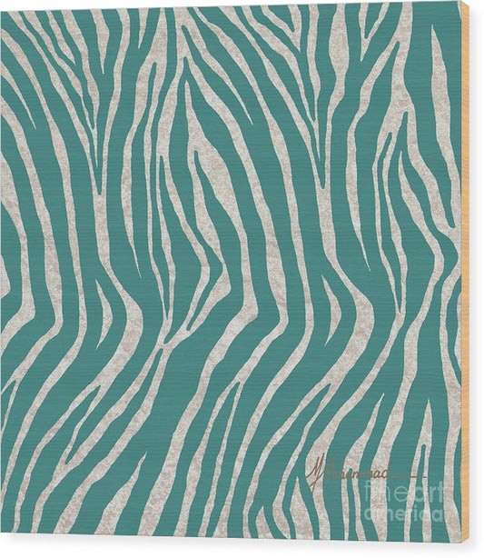 Zebra Turquoise 2 - Wood Print
