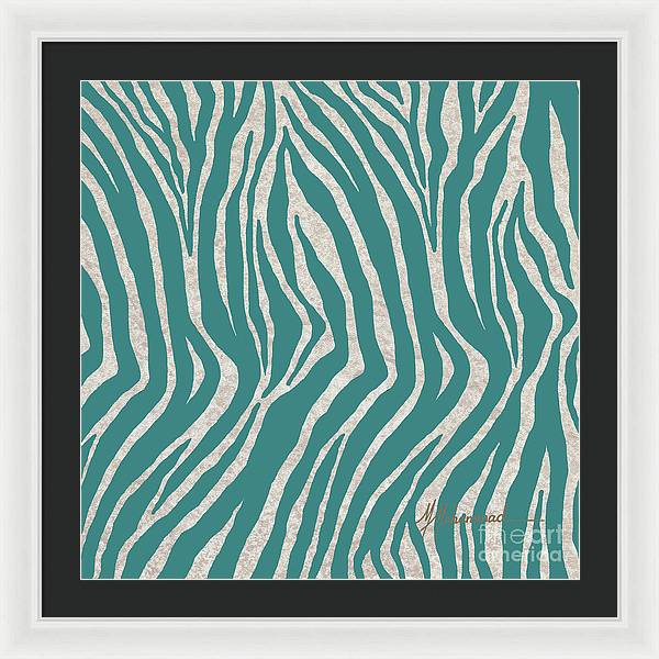 Zebra Turquoise 2 - Framed Print