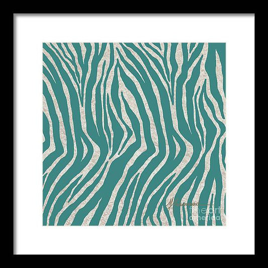 Zebra Turquoise 2 - Framed Print