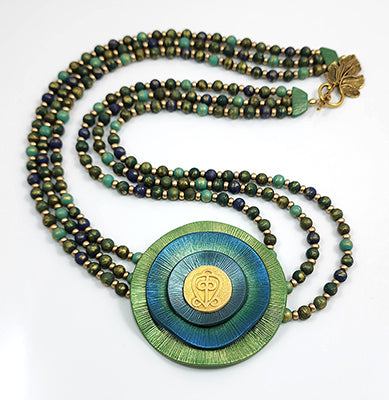 Starburst necklace set- Green/Gold (ANS- 101)