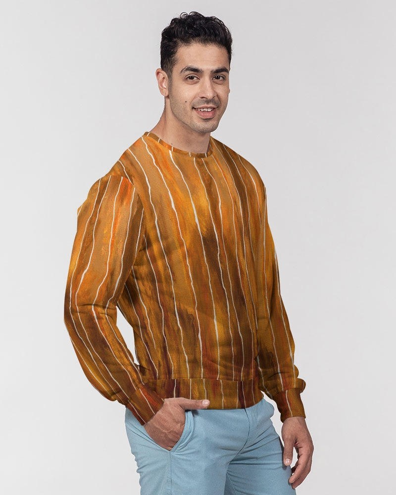 Gradient Stream Rust Men's All-Over Print Classic French Terry Crewneck Pullover