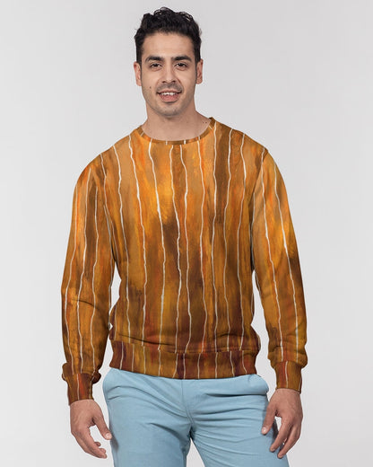 Gradient Stream Rust Men's All-Over Print Classic French Terry Crewneck Pullover