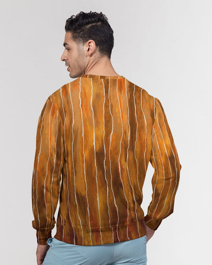 Gradient Stream Rust Men's All-Over Print Classic French Terry Crewneck Pullover