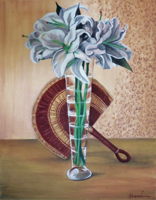 Floral Lilies and Fan II