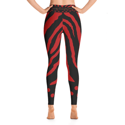 Zebra-Black-Red-yoga-leggings-back