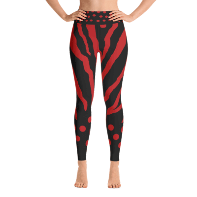 Zebra-Black-Red-yoga-leggings-front