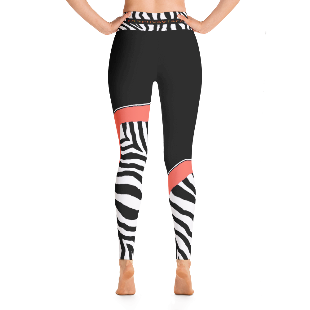 Zebra-Coral-yoga-leggings-back