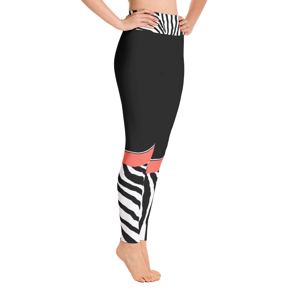 Zebra-Coral-yoga-leggings-side