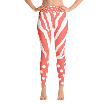 Zebra-coral-white-yoga-leggings-front