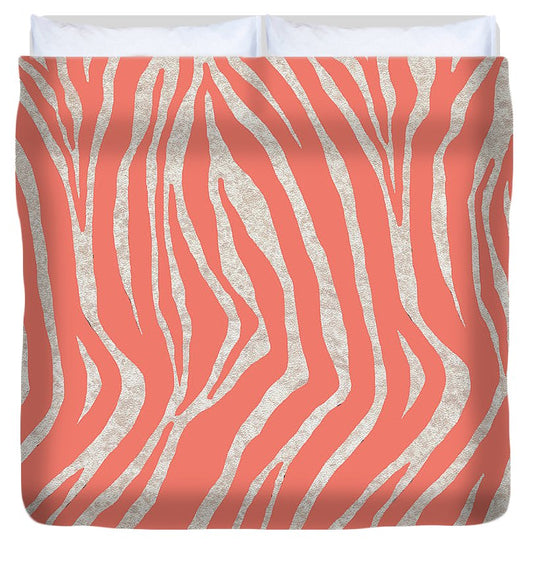coral Zebra 3 - Duvet Cover