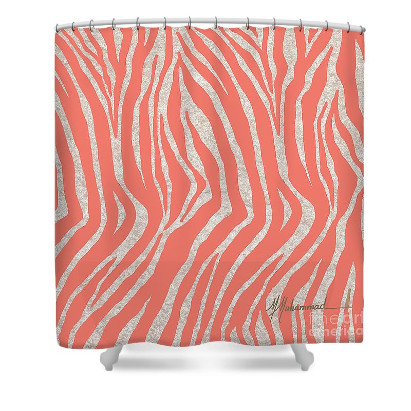 coral Zebra 3 - Shower Curtain