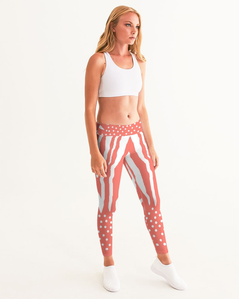 Zebra Living Coral white Women's Yoga Pants