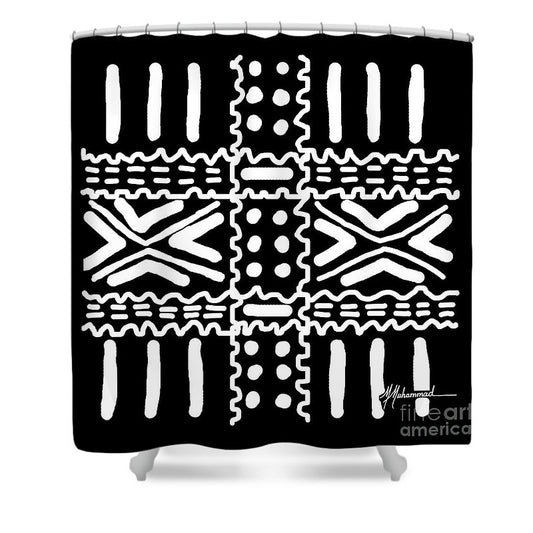 Good Fortune Black and White 1 - Shower Curtain
