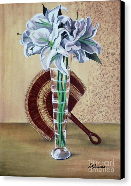 Lilies and Fan - Canvas Print
