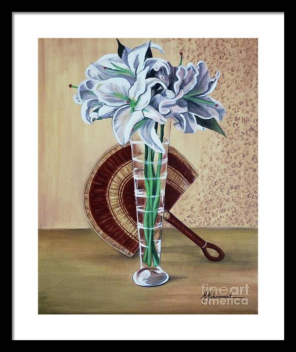Lilies and Fan - Framed Print