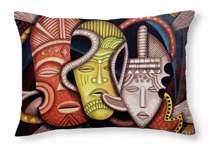 Maruvian Society Masks - Throw Pillow