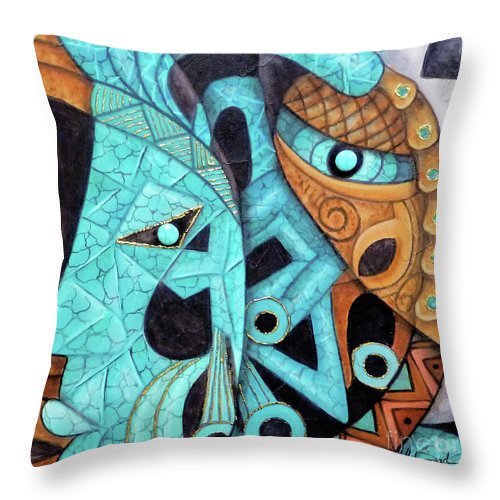 Turquoise Maya - Throw Pillow