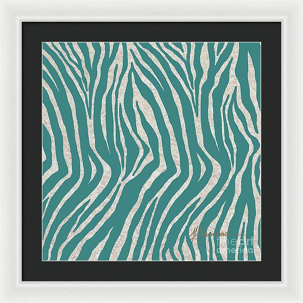 Zebra Turquoise 2 - Framed Print